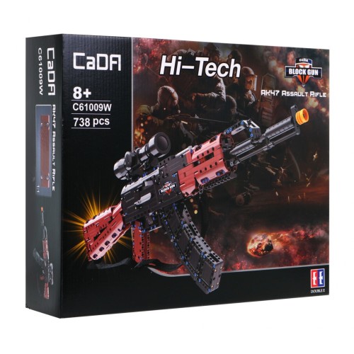 Stavebnica CaDA 738 ks. Puška AK47 pre deti 6+ Funkcia strieľania + Pohyblivé funkcie