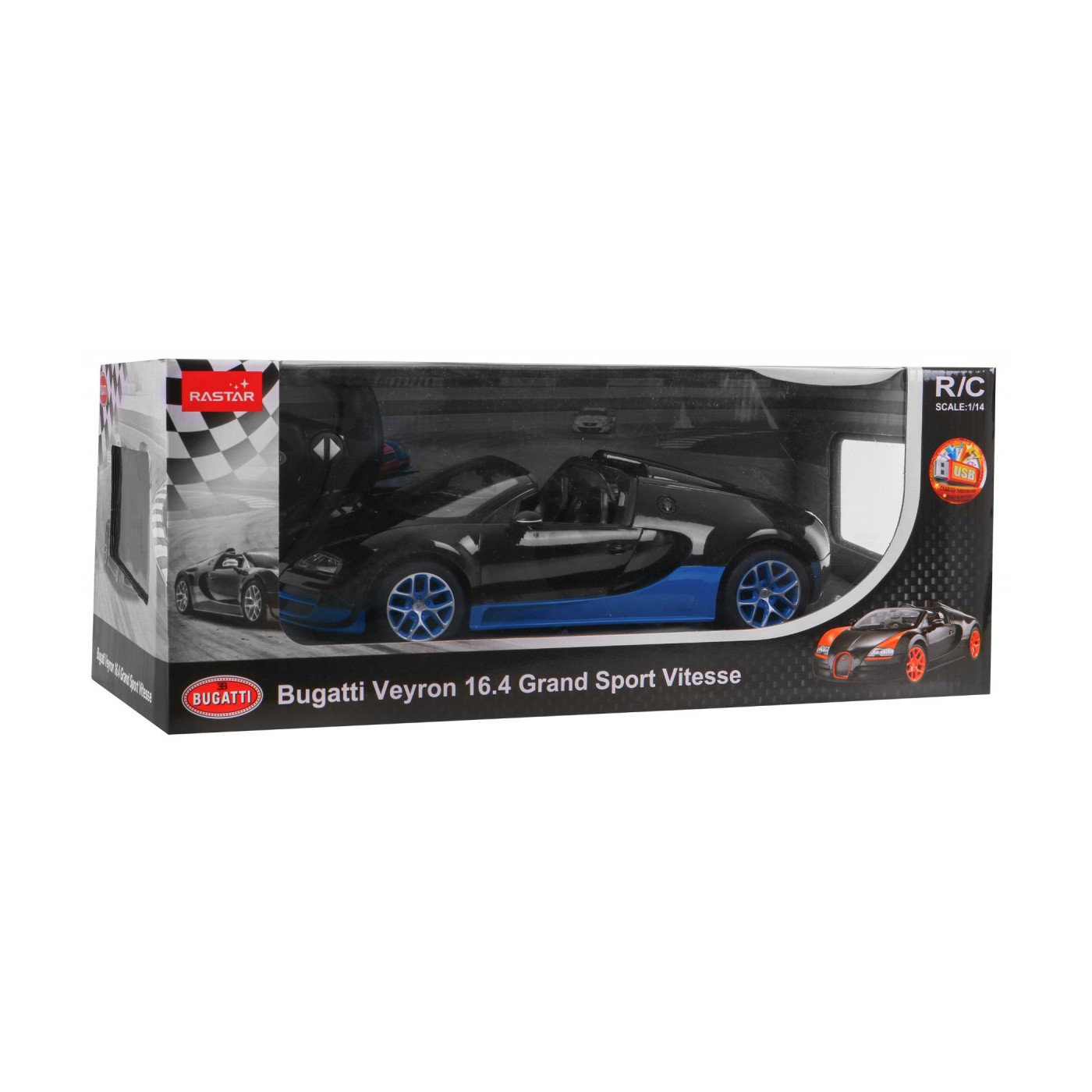 Bugatti Veyron Grand Sport Vitesse čierny RASTAR model 1:14 Diaľkovo ovládané auto + Ovládač