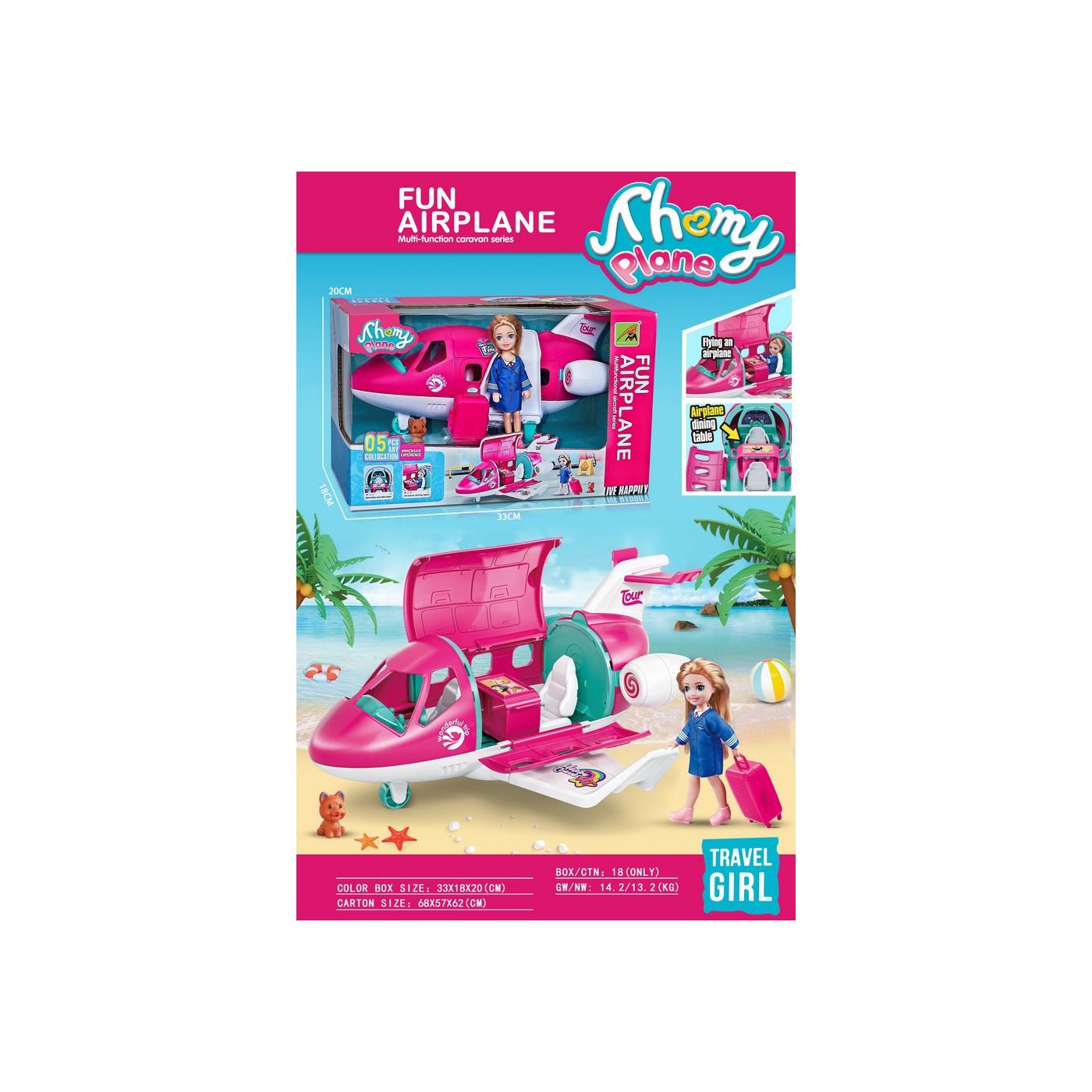 Súprava bábiky a lietadla + príslušenstvo