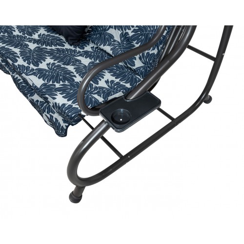Sedadlo na záhradnú hojdačku Textilné 2x1 listy vzor námornícka modrá