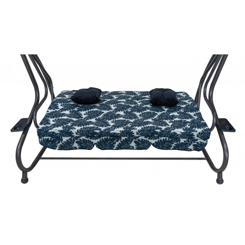 Sedadlo na záhradnú hojdačku Textilné 2x1 listy vzor námornícka modrá