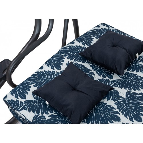 Sedadlo na záhradnú hojdačku Textilné 2x1 listy vzor námornícka modrá