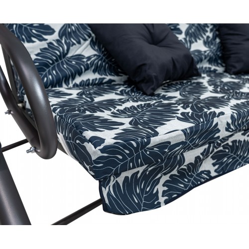 Sedadlo na záhradnú hojdačku Textilné 2x1 listy vzor námornícka modrá