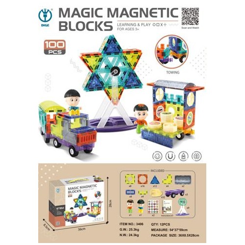 Magnetická stavebnica Sada 100 dielov