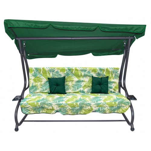 Textilné sedátko na záhradnú hojdačku 2x1 vzor palmových listov