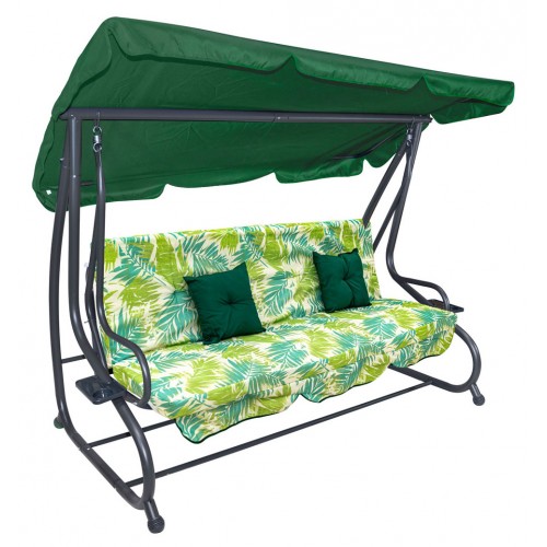 Textilné sedátko na záhradnú hojdačku 2x1 vzor palmových listov