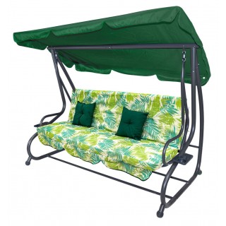 Textilné sedátko na záhradnú hojdačku 2x1 vzor palmových listov