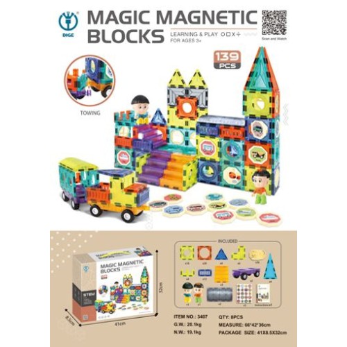 Magnetická stavebnica Sada 139 dielov