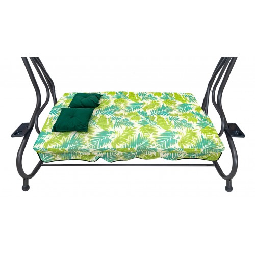 Textilné sedátko na záhradnú hojdačku 2x1 vzor palmových listov