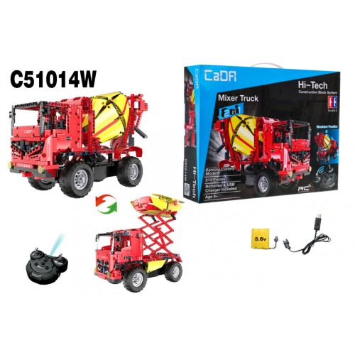 Stavebnica CaDA 814 ks. Diaľkovo ovládaná domiešavač betónu + Výťah 2v1 pre deti 6+