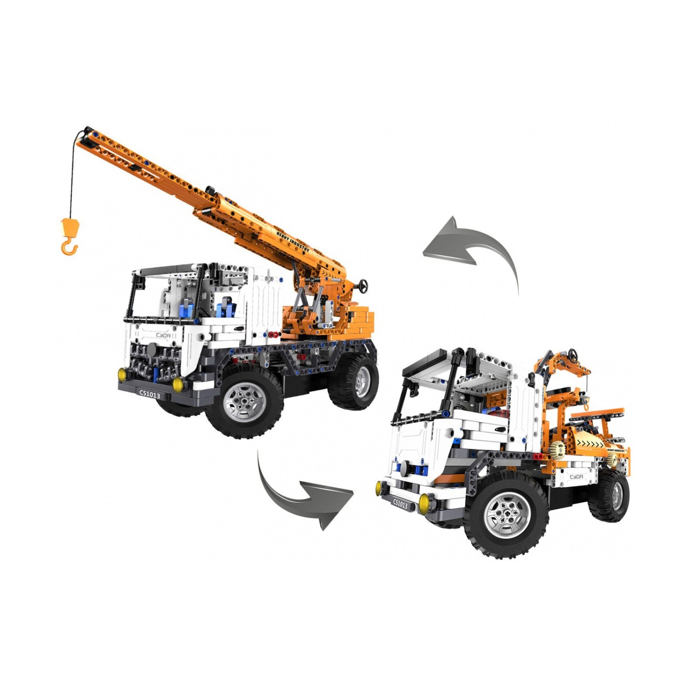 Stavebnica CaDA 838 ks. Diaľkovo ovládaný Žeriav + Ťahač 2v1 pre deti 6+