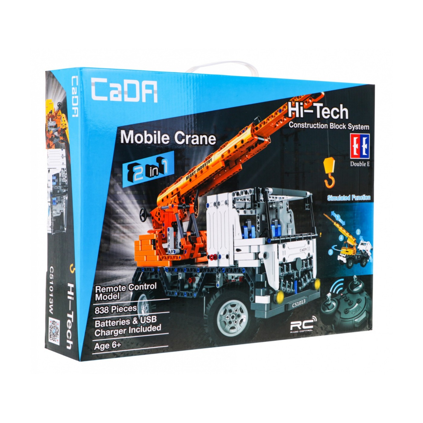 Stavebnica CaDA 838 ks. Diaľkovo ovládaný Žeriav + Ťahač 2v1 pre deti 6+