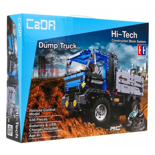 Stavebnica CaDA 638 ks. Diaľkovo ovládaná vyklápačka pre deti 6+ Stavebné vozidlo