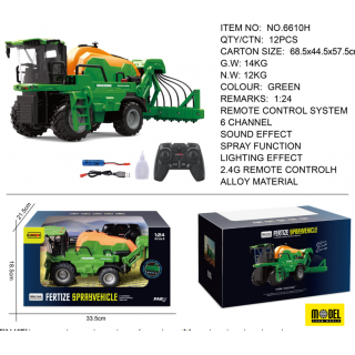 R/C Harvester 1:24 zelený s funkciou dymu