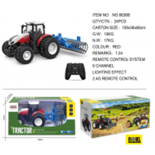 R/C traktor 1:24 červený s hrablemi