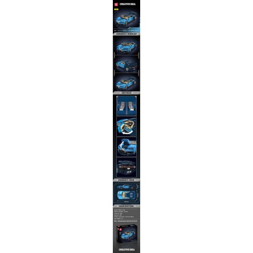 Modrá sada stavebnicových kociek pre športové vozidlá 1222 ks.