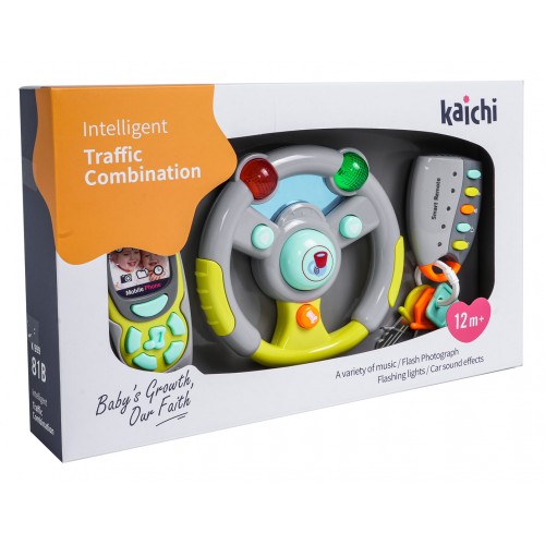 Interaktívna sada Šoféra pre deti 3+ Volant + Ovládač s kľúčmi + Telefón + Zvuky Svetlá