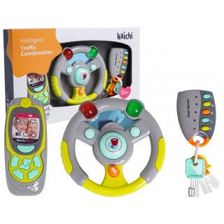 Interaktívna sada Šoféra pre deti 3+ Volant + Ovládač s kľúčmi + Telefón + Zvuky Svetlá