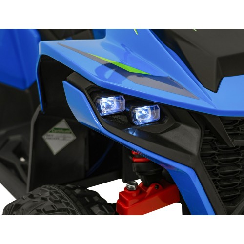 Modré štvorkolkové vozidlo