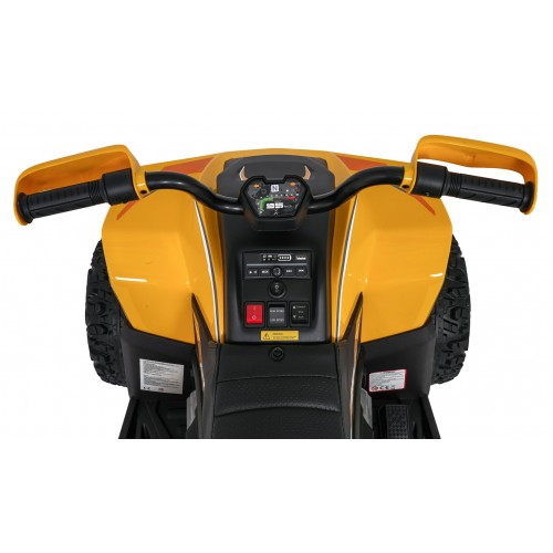 Štvorkolkové vozidlo s rýchlym kolesom žlté