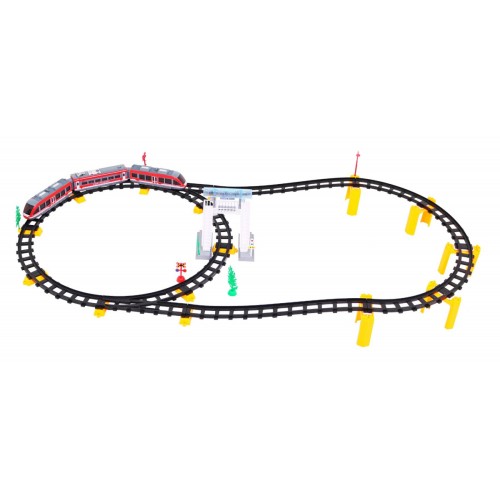 Diaľkovo ovládaný vláčik pre deti 3+ Vlak s vagónmi + Výšky + Príslušenstvo 62 ks.