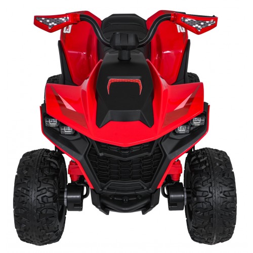 Červené štvorkolkové vozidlo