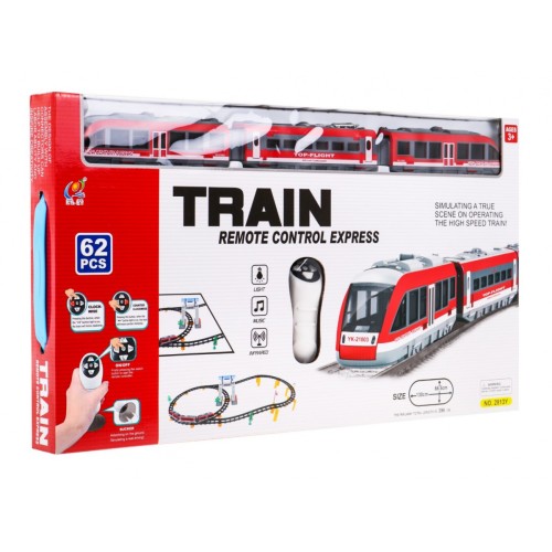 Diaľkovo ovládaný vláčik pre deti 3+ Vlak s vagónmi + Výšky + Príslušenstvo 62 ks.