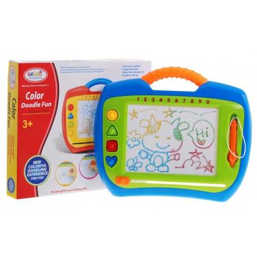 Veselá mazateľná tabuľka na kreslenie pre deti 3+ Kreatívna hračka + Ceruzka + 4 pečiatky + Kresby vo 4 farbách