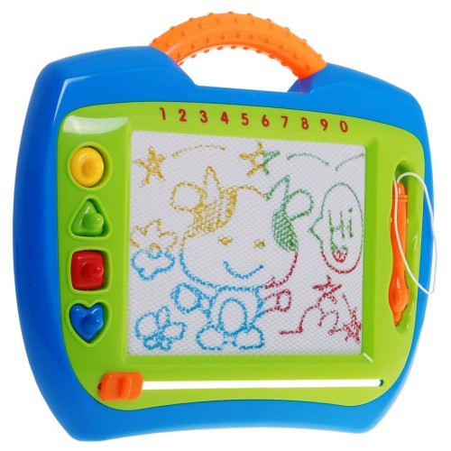 Veselá mazateľná tabuľka na kreslenie pre deti 3+ Kreatívna hračka + Ceruzka + 4 pečiatky + Kresby vo 4 farbách