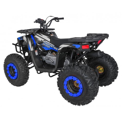 Modré spaľovacie štvorkolkové vozidlo MONSTER s objemom 200 ccm