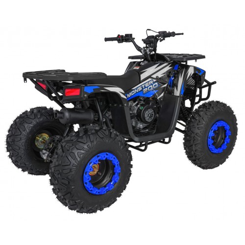 Modré spaľovacie štvorkolkové vozidlo MONSTER s objemom 200 ccm