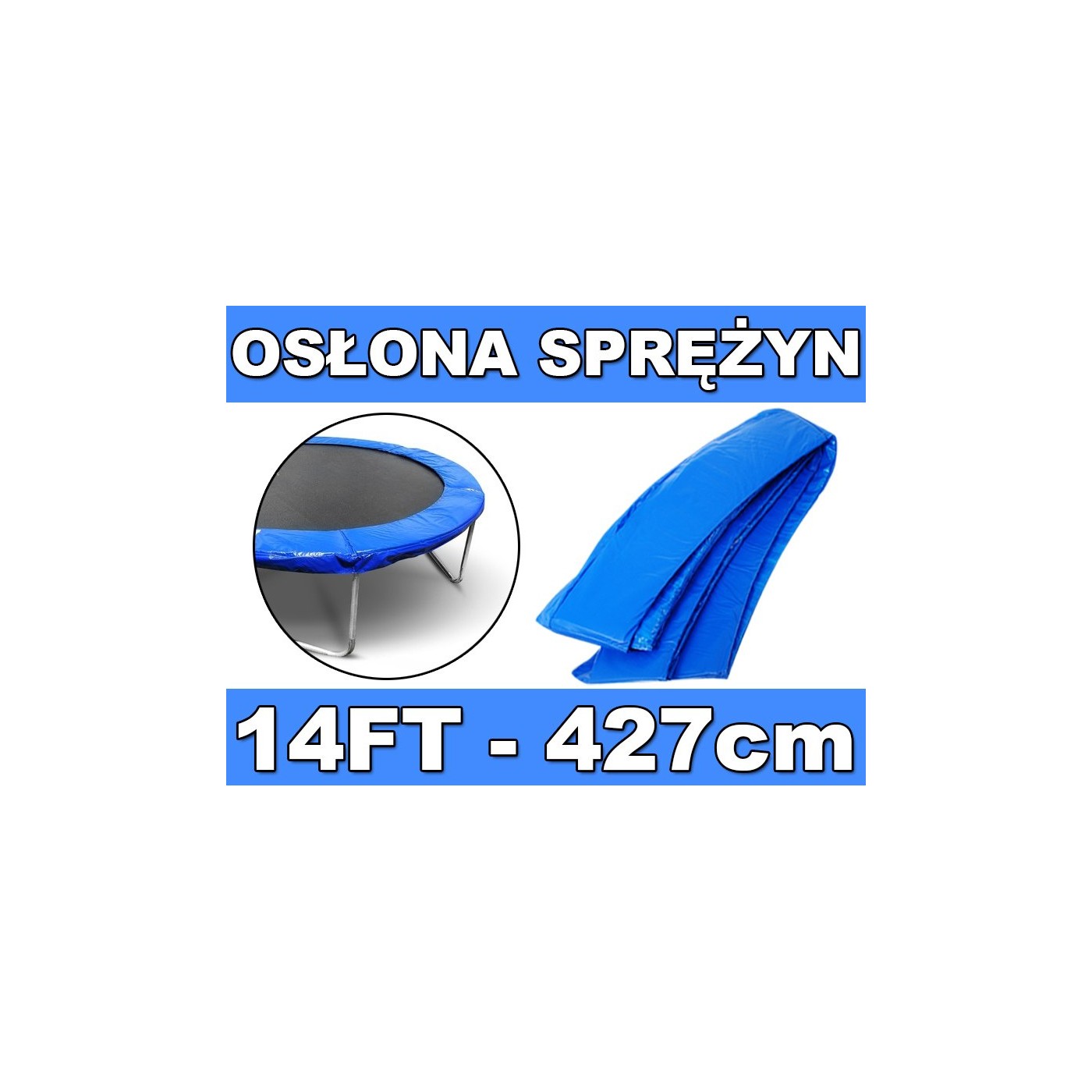 Ochranný golier na pružiny SkyRamiz Modrý na záhradnej trampolíne 427cm/14FT