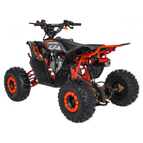 Vozidlo so spaľovacou štvorkolkou v oranžovej farbe