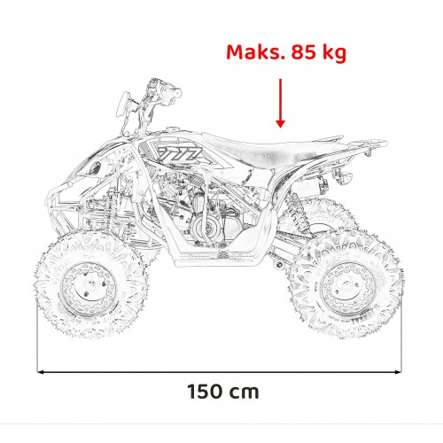 Vozidlo so spaľovacou štvorkolkou v oranžovej farbe