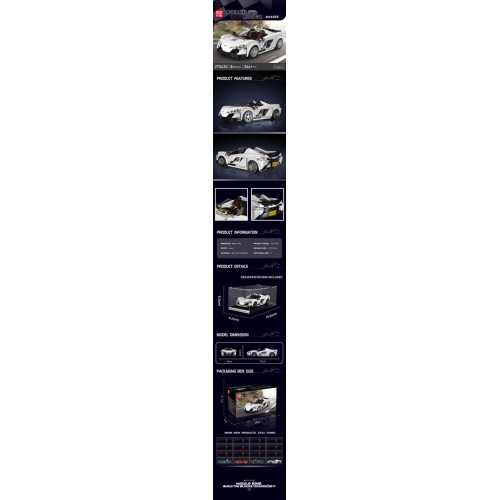 Sada stavebných kociek športových áut, biela, 364 dielov.