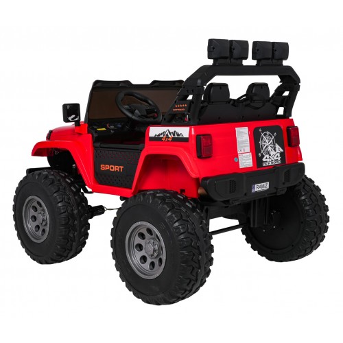 Extrémne športové vozidlo 4x4 s variabilnou veľkosťou, červené