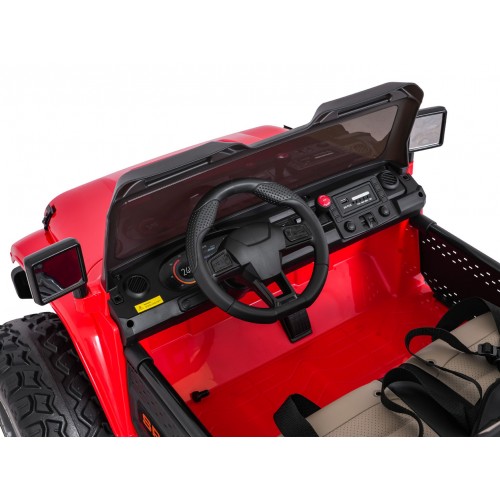 Extrémne športové vozidlo 4x4 s variabilnou veľkosťou, červené