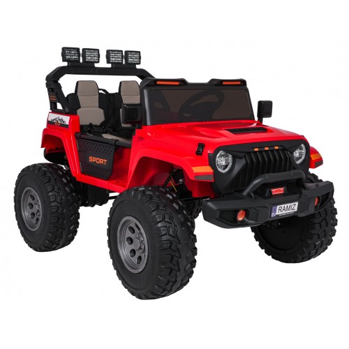 Extrémne športové vozidlo 4x4 s variabilnou veľkosťou, červené