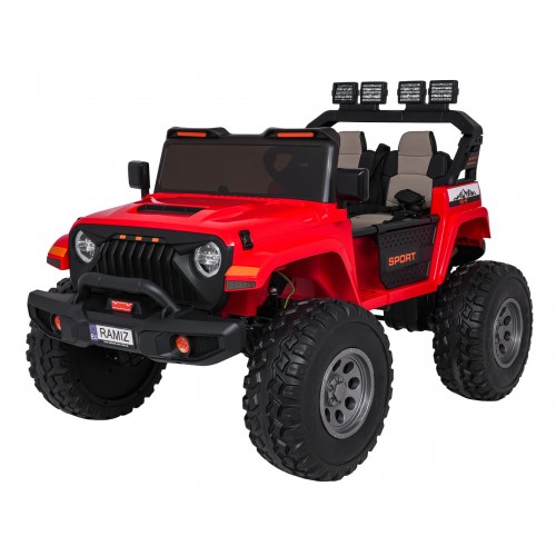 Extrémne športové vozidlo 4x4 s variabilnou veľkosťou, červené