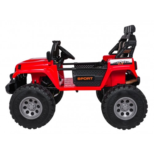 Extrémne športové vozidlo 4x4 s variabilnou veľkosťou, červené