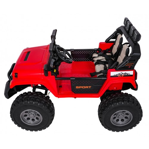 Extrémne športové vozidlo 4x4 s variabilnou veľkosťou, červené