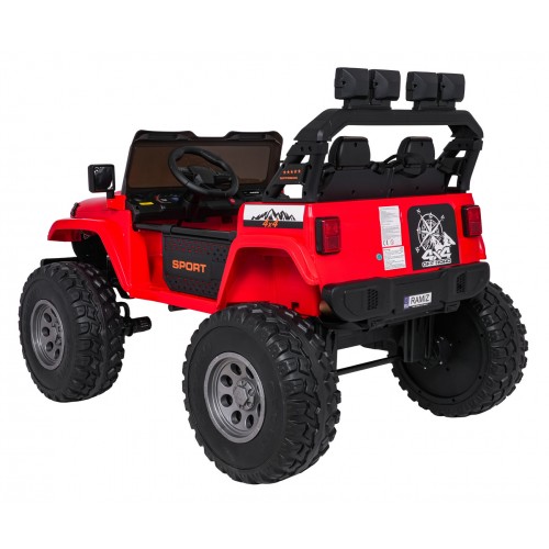Extrémne športové vozidlo 4x4 s variabilnou veľkosťou, červené