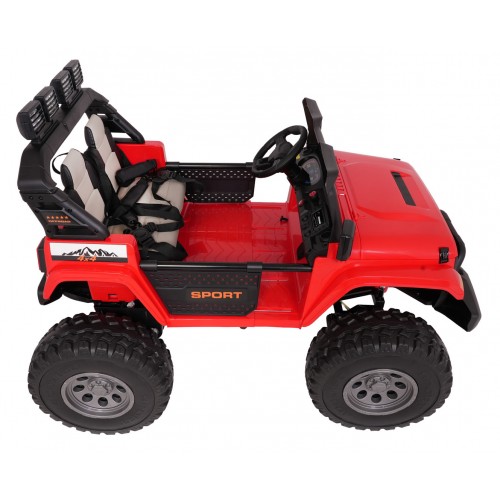 Extrémne športové vozidlo 4x4 s variabilnou veľkosťou, červené