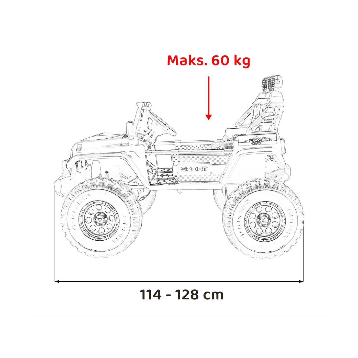 Extrémne športové vozidlo 4x4, variabilná veľkosť, čierna
