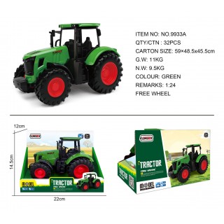 Zelený poľnohospodársky traktor