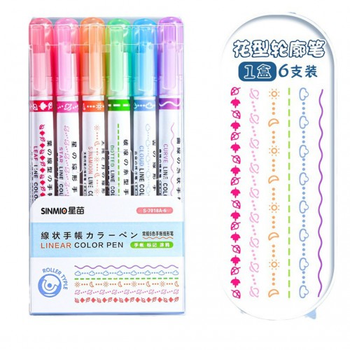 Sada 6 farebných fixiek