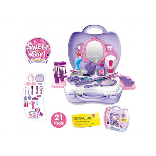 Prenosný kufrík s toaletným stolíkom pre malú princeznú + príslušenstvo