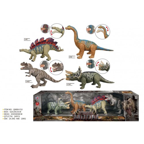 Sada 4 pohyblivých prvkov s dinosaurami