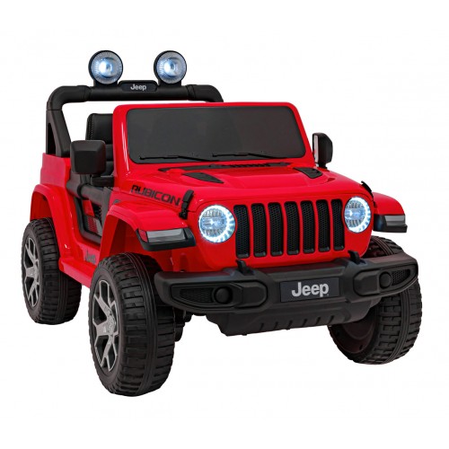 Jeep Wrangler Rubicon na batériu pre deti Červený + Ovládač + Rádio MP3 LED + Kolesá EVA