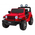 Jeep Wrangler Rubicon na batériu pre deti Červený + Ovládač + Rádio MP3 LED + Kolesá EVA